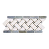 Thassos White 4 3/4X12 Basketweave Border (w/ Blue-Gray) Marble Polished-Honed