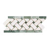 Thassos White 4 3/4X12 Basketweave Border (w/ Ming-Green) Marble Polished-Honed