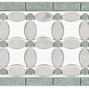 Thassos White 5 3/4X11 1/4 Florida Flower Border (Thassos+White Carrara(Oval)+Ming-Green(Dots) Marble Polished-Honed