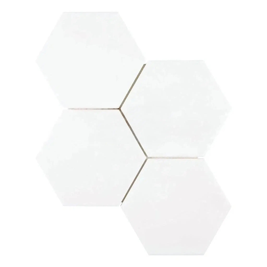 Thassos White 5" Hexagon Mosaic Marble Polished-Honed