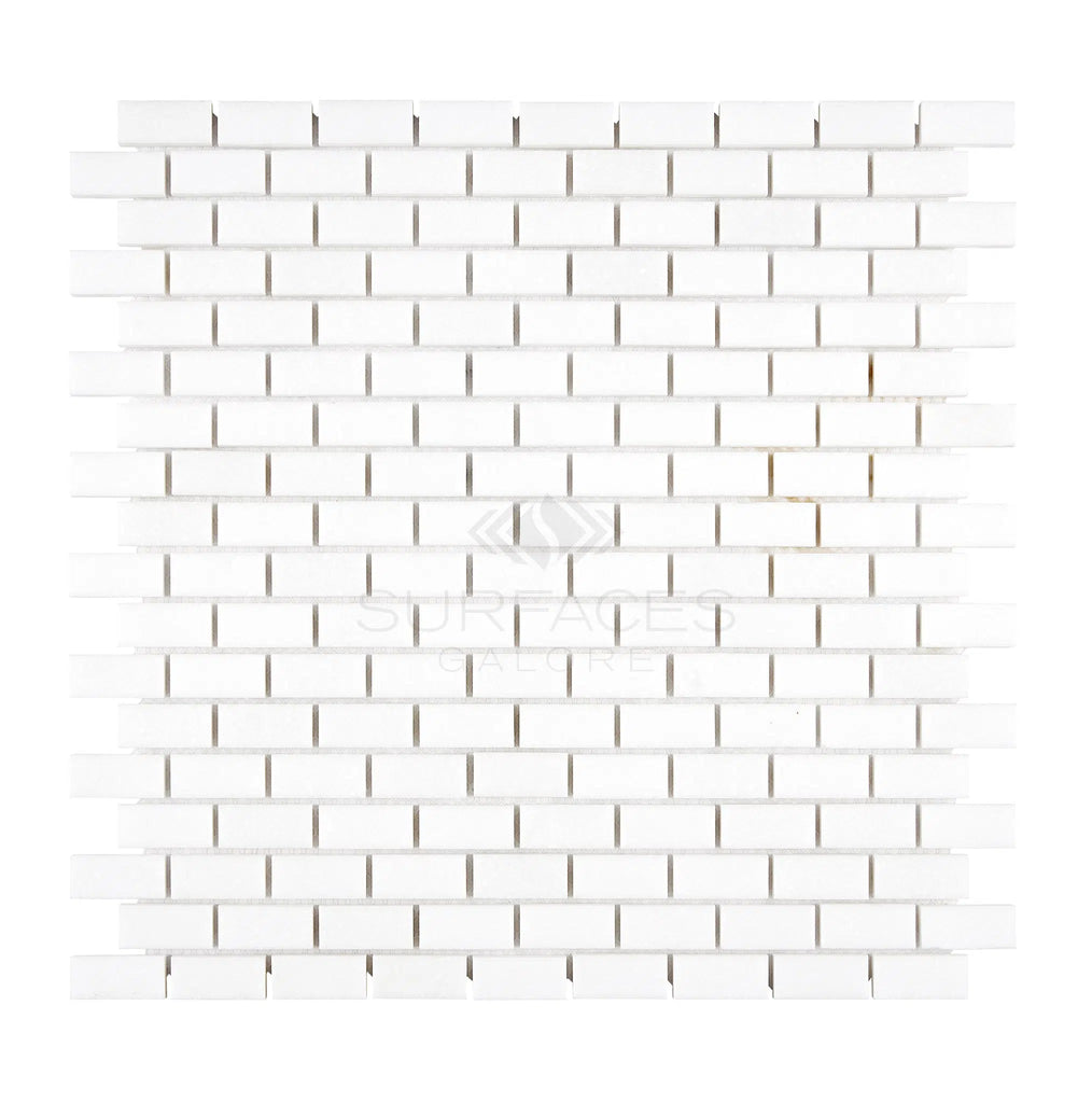 Thassos White 5/8X1 1/4 Mini-Brick Mosaic Marble Polished-Honed