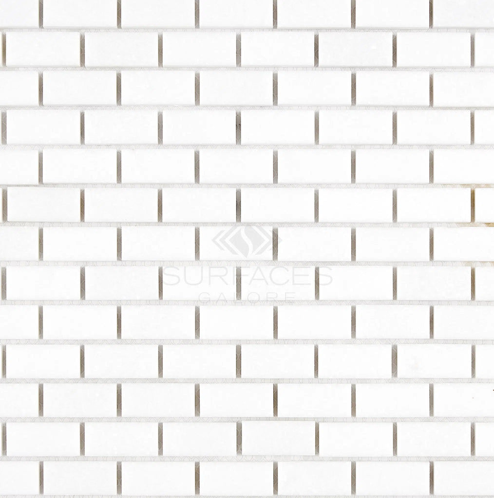 Thassos White 5/8X1 1/4 Mini-Brick Mosaic Marble Polished-Honed