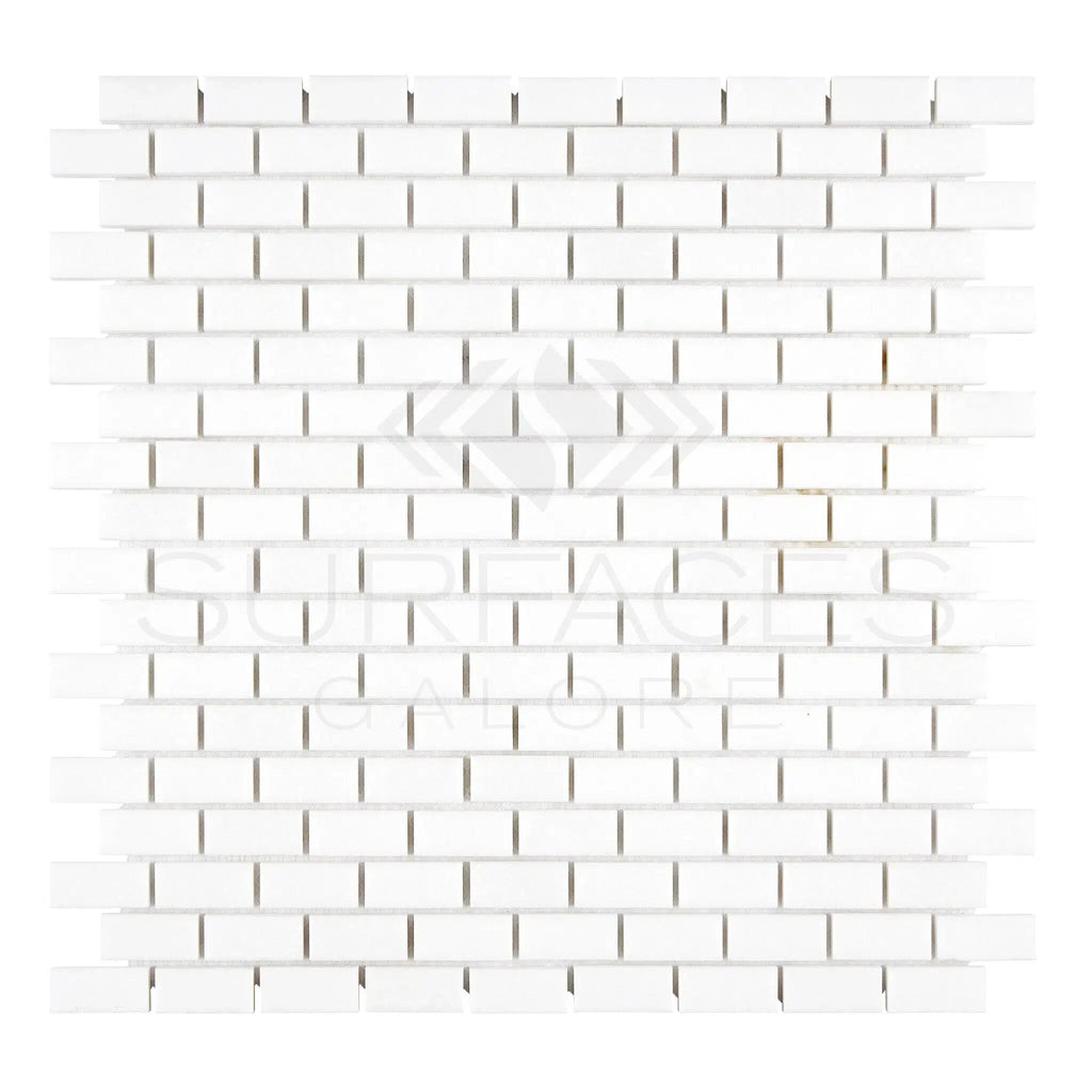 Thassos White 5/8X1 1/4 Mini-Brick Mosaic Marble Polished-Honed