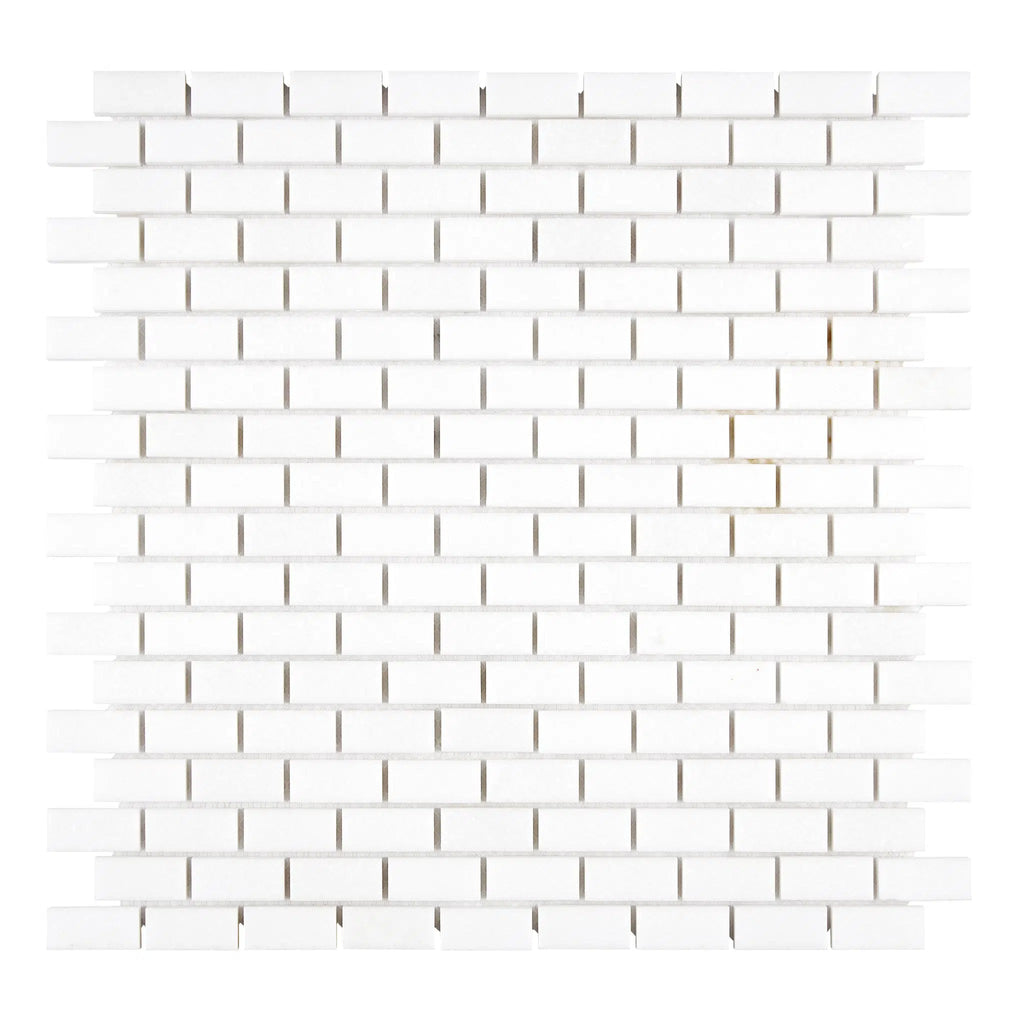 Thassos White 5/8X1 1/4 Mini-Brick Mosaic Marble Polished-Honed