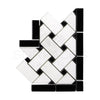 Thassos White Basketweave Border CORNER (w/ Black) Marble Polished-Honed