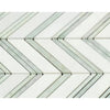 Thassos White Chevron (LARGE) (w/ Ming-Green) Mosaic Marble Polished-Honed