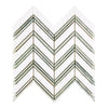 Thassos White Chevron (LARGE) (w/ Ming-Green) Mosaic Marble Polished-Honed