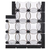 Thassos White Florida Flower Border CORNER (Black) Marble Polished-Honed