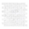 Thassos White (Greek) 1X2 Brick Mosaic Marble Split - Faced - SurfacesGalore