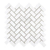 Thassos White (Greek) 1X2 Herringbone Mosaic Marble Polished - Honed - SurfacesGalorePolished