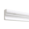 Thassos White (Greek) 2x12 Crown (Mercer) Molding Marble Polished-Honed, branded as SurfacesGalore, features a pure white color that ensures versatile applications. The image depicts a close-up of one end highlighting its decorative edge.