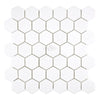 SurfacesGalore's Thassos White (Greek) 2X2 Hexagon Mosaic Marble Polished-Honed tiles, arranged in a honeycomb pattern on a square grid background.