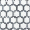 Thassos White (Greek) 2X2 Vortex Hexagon (w/ Blue - Gray) Mosaic Marble Polished - Honed - SurfacesGalorePolished