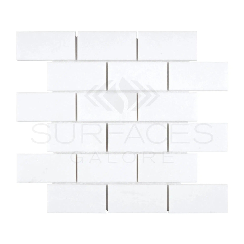 Thassos White (Greek) 2X4 Straight - Edged Brick Mosaic Marble Polished - Honed - SurfacesGalorePolished