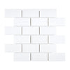 Thassos White (Greek) 2X4 Straight-Edged Brick Mosaic Marble Polished-Honed