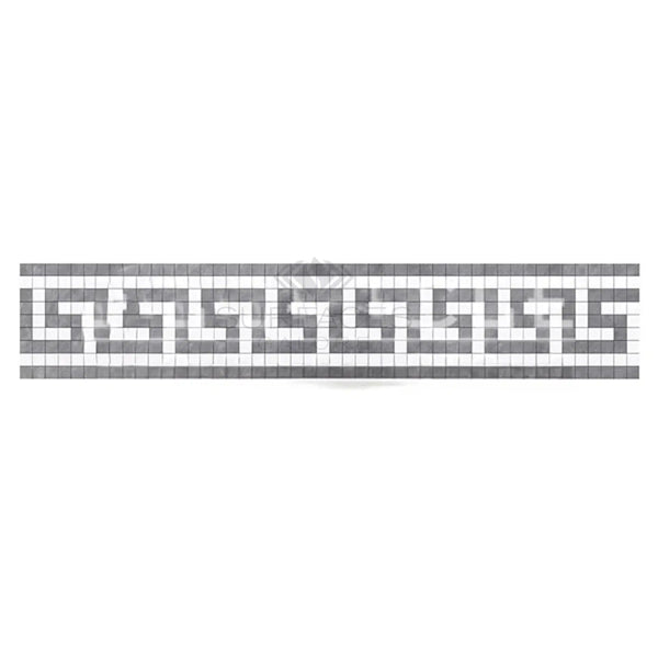 Thassos White (Greek) 3 1/2X7 Greek Key Border (w/ Blue - Gray) Marble Polished - Honed - SurfacesGalorePolished