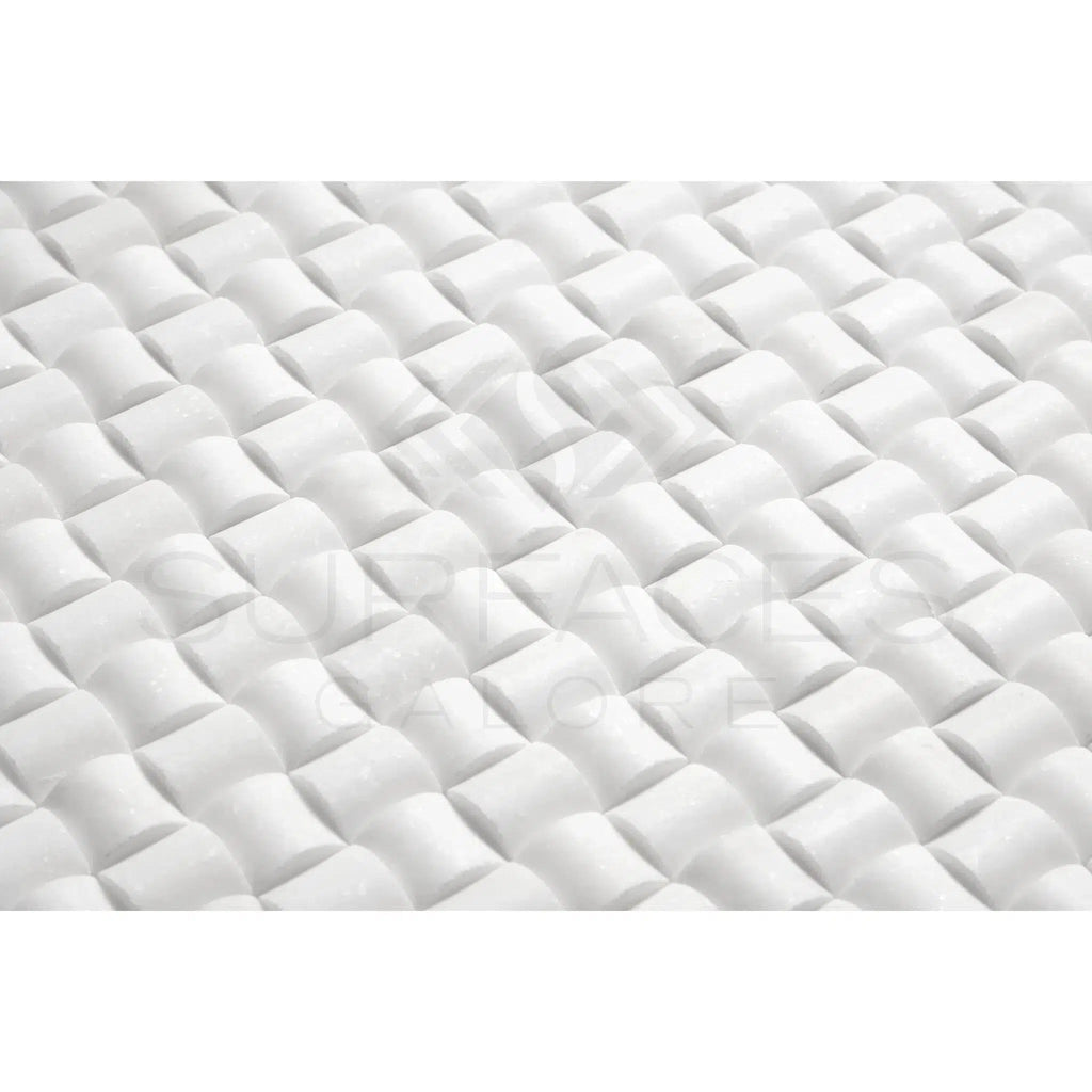 Thassos White (Greek) 3 - D Small - Bread Mosaic Marble Polished - Honed - SurfacesGalorePolished