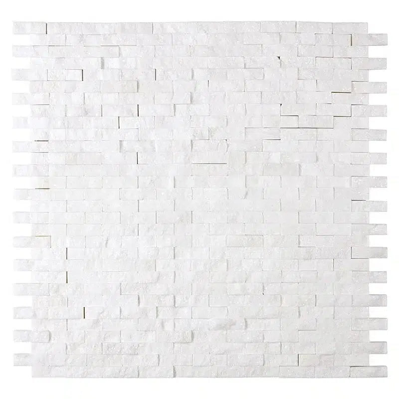 Thassos White (Greek) 3/8X1 Mini - Brick Mosaic Marble Split - Faced - SurfacesGalore