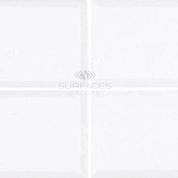 Thassos White (Greek) 3X6 Deep - Beveled Marble Polished - Honed - SurfacesGalorePolished