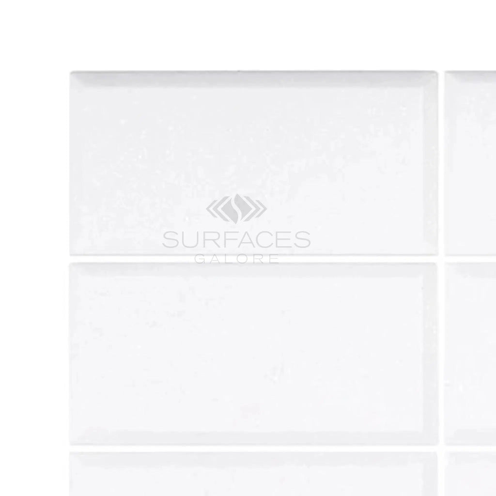 Thassos White (Greek) 3X6 Deep - Beveled Marble Polished - Honed - SurfacesGalorePolished