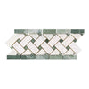 Thassos White (Greek) 4 3/4X12 Basketweave Border (w/ Ming - Green) Marble Polished - Honed - SurfacesGalorePolished