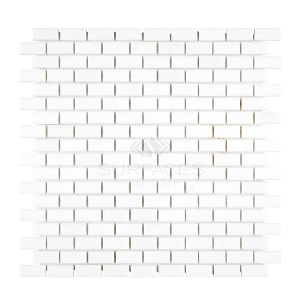 Thassos White (Greek) 5/8X1 1/4 Mini-Brick Mosaic Marble Polished-Honed