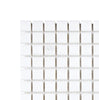 The Thassos White (Greek) 5/8X5/8 Mosaic Marble Polished-Honed tiles from SurfacesGalore, featuring a pure white color and arranged in a grid pattern, lie against a plain background.