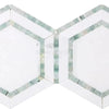 Thassos White (Greek) 5X5 Hexagon Combination w/Ming - Green Mosaic Marble Polished - Honed - SurfacesGalorePolished