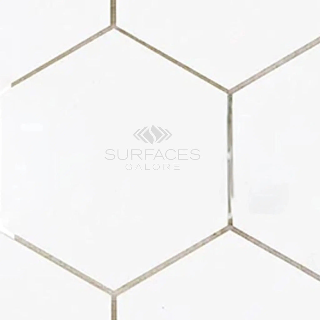 Thassos White (Greek) 5X5 Hexagon Mosaic Marble Polished - Honed - SurfacesGalorePolished