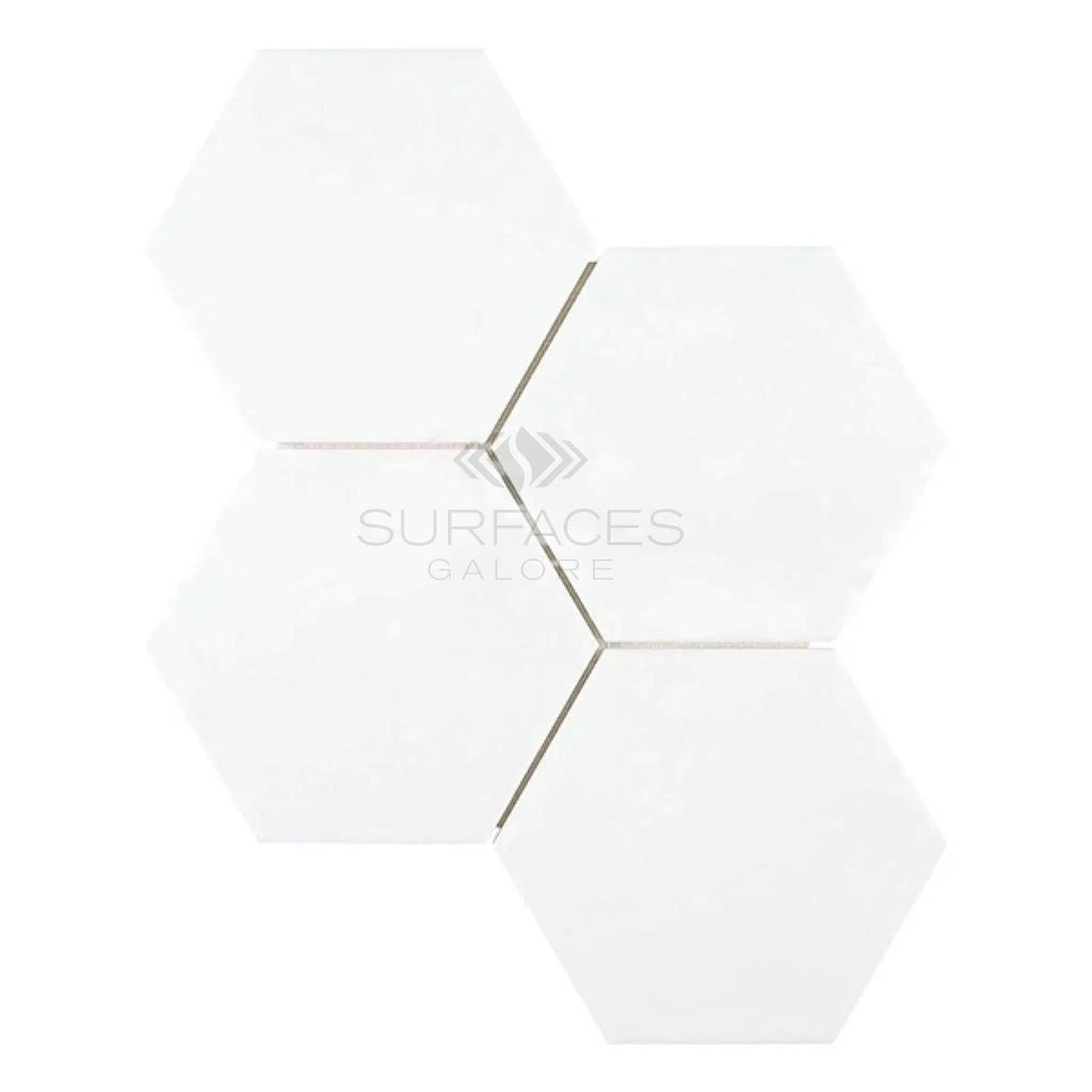 Thassos White (Greek) 6X6 Hexagon Mosaic Marble Polished - Honed - SurfacesGalorePolished