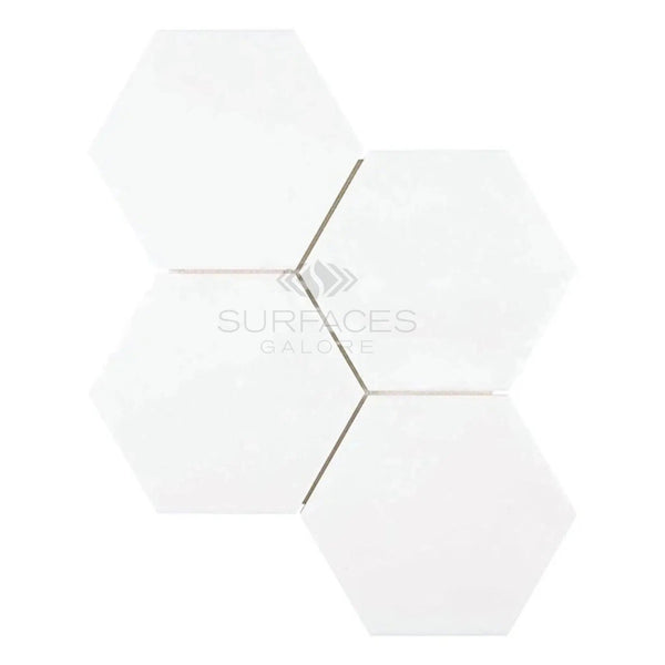 Thassos White (Greek) 6X6 Hexagon Mosaic Marble Polished - Honed - SurfacesGalorePolished