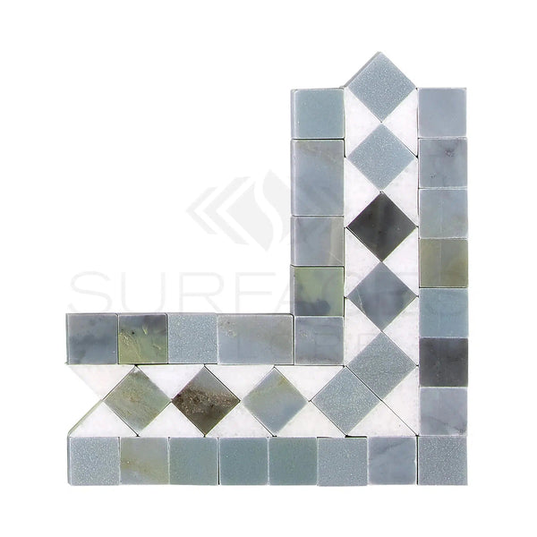 Thassos White (Greek) BIAS Border Corner (w/ Blue - Gray) Marble Polished - Honed - SurfacesGalorePolished