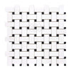 Thassos White (Greek) Basketweave Mosaic (w/ Black) Mosaic Marble Polished-Honed