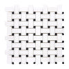 Thassos White (Greek) Basketweave Mosaic (w/ Black) Mosaic Marble Polished-Honed