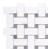 Thassos White (Greek) Basketweave Mosaic (w/ Blue-Gray) Mosaic Marble Polished-Honed