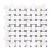 Thassos White (Greek) Basketweave Mosaic (w/ Blue - Gray) Mosaic Marble Polished - Honed - SurfacesGalorePolished