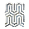 Thassos White (Greek) Berlinetta Design (w/ Blue-Gray) Mosaic Marble Polished-Honed