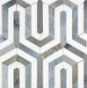 Thassos White (Greek) Berlinetta Design (w/ Blue-Gray) Mosaic Marble Polished-Honed