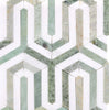 Thassos White (Greek) Berlinetta Design (w/ Ming-Green) Mosaic Marble Polished-Honed