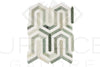 Thassos White (Greek) Berlinetta Design (w/ Ming - Green) Mosaic Marble Polished - Honed - SurfacesGalorePolished