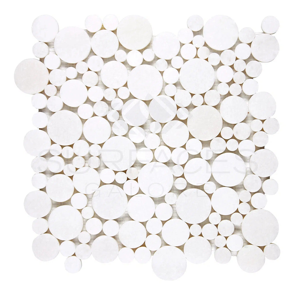 Thassos White (Greek) Bubbles Mosaic Marble Polished - Honed - SurfacesGalorePolished