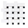 Thassos White (Greek) Large Basketweave Mosaic (w/ Black) Mosaic Marble Polished-Honed