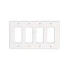 The Thassos White Marble 4 Gang ROCKER Switch Wall Plate/Cover Plate/Switch Plate by SurfacesGalore features rectangular openings for switches or outlets against a plain white background, making it an ideal choice for those seeking stylish switch plate covers.