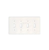 A Thassos White Marble 4 Gang TOGGLE Switch Wall Plate by SurfacesGalore, featuring cutouts for four switches and resembling a marble wall plate, viewed from the front.