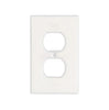 The Thassos White Marble Single DUPLEX Plate Switch Wall Plate from SurfacesGalore is a luxurious and elegant white outlet cover plate with two holes for plugging in devices, perfect for enhancing your home décor.