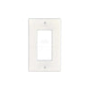 The Thassos White Marble Single ROCKER Plate Switch Wall Plate from SurfacesGalore features an elegant design that mimics the look of authentic marble, adding a subtle yet sophisticated touch to your décor. It has two screw holes and is displayed on a plain white background.