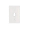 The Thassos White Marble Single TOGGLE Plate Switch Wall Plate/Cover Plate/Switch Plate by SurfacesGalore is a luxurious, rectangular white switch plate cover featuring a single opening for a switch, set against a pristine white background.