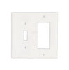 The SurfacesGalore Thassos White Marble TOGGLE - ROCKER Switch Wall Plate/Cover Plate/Switch Plate features one toggle switch opening and one rectangular outlet opening, designed to mimic an authentic marble wall plate, perfect for luxury home decor.