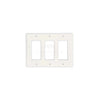 The Thassos White Marble Triple ROCKER Plate Switch Wall Plate / Cover Plate / Switch by SurfacesGalore, featuring elegant rectangular openings, is mounted on a plain white background. This switch plate cover boasts a sleek and modern design that seamlessly blends into any decor.