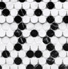 Thassos White (Greek) Penny - Round (Carrara + Thassos + Black) Mosaic Marble Polished - Honed - SurfacesGalorePolished